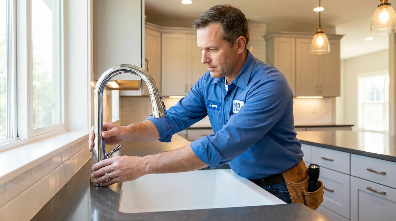 Kitchen faucet installation by Johns Plumbing LLC in De Witt